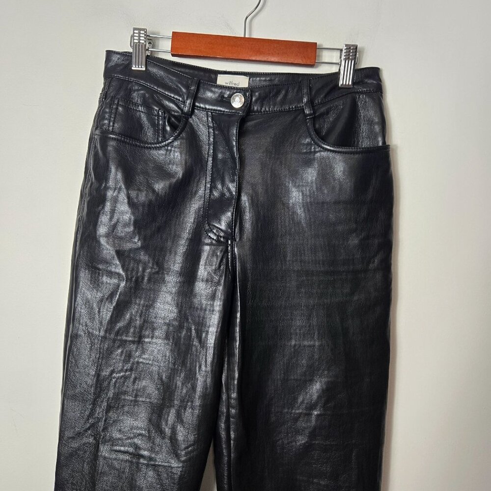 Aritzia Wilfred Free The Melina Leg Straight Vegan Leather Pants Black - Picture 3 of 10